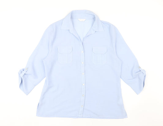 Classics Women's Blue Button-Up Shirt, Size 18