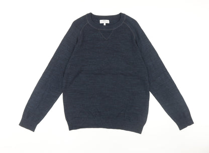 Next Men’s Blue Wool L Pullover Jumper, Crew Neck, Casual