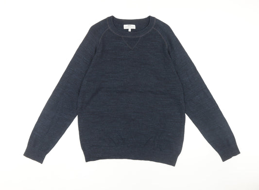 Next Men’s Blue Wool L Pullover Jumper, Crew Neck, Casual