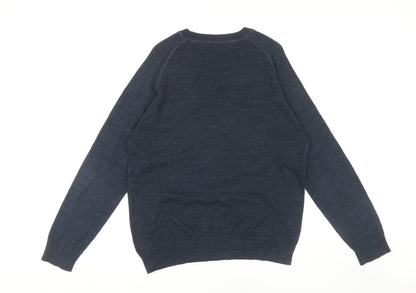 Next Men’s Blue Wool L Pullover Jumper, Crew Neck, Casual