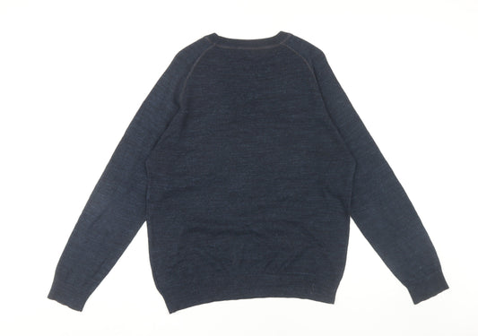 Next Men’s Blue Wool L Pullover Jumper, Crew Neck, Casual
