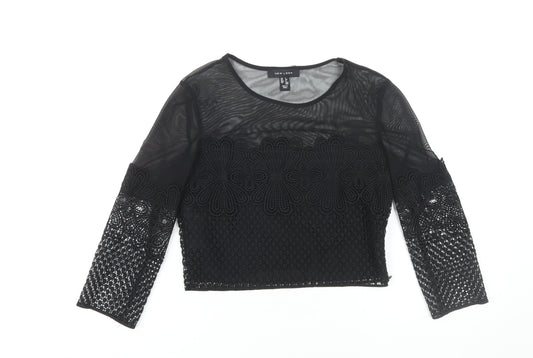 New Look Women's Black Cropped Lace Blouse UK 6