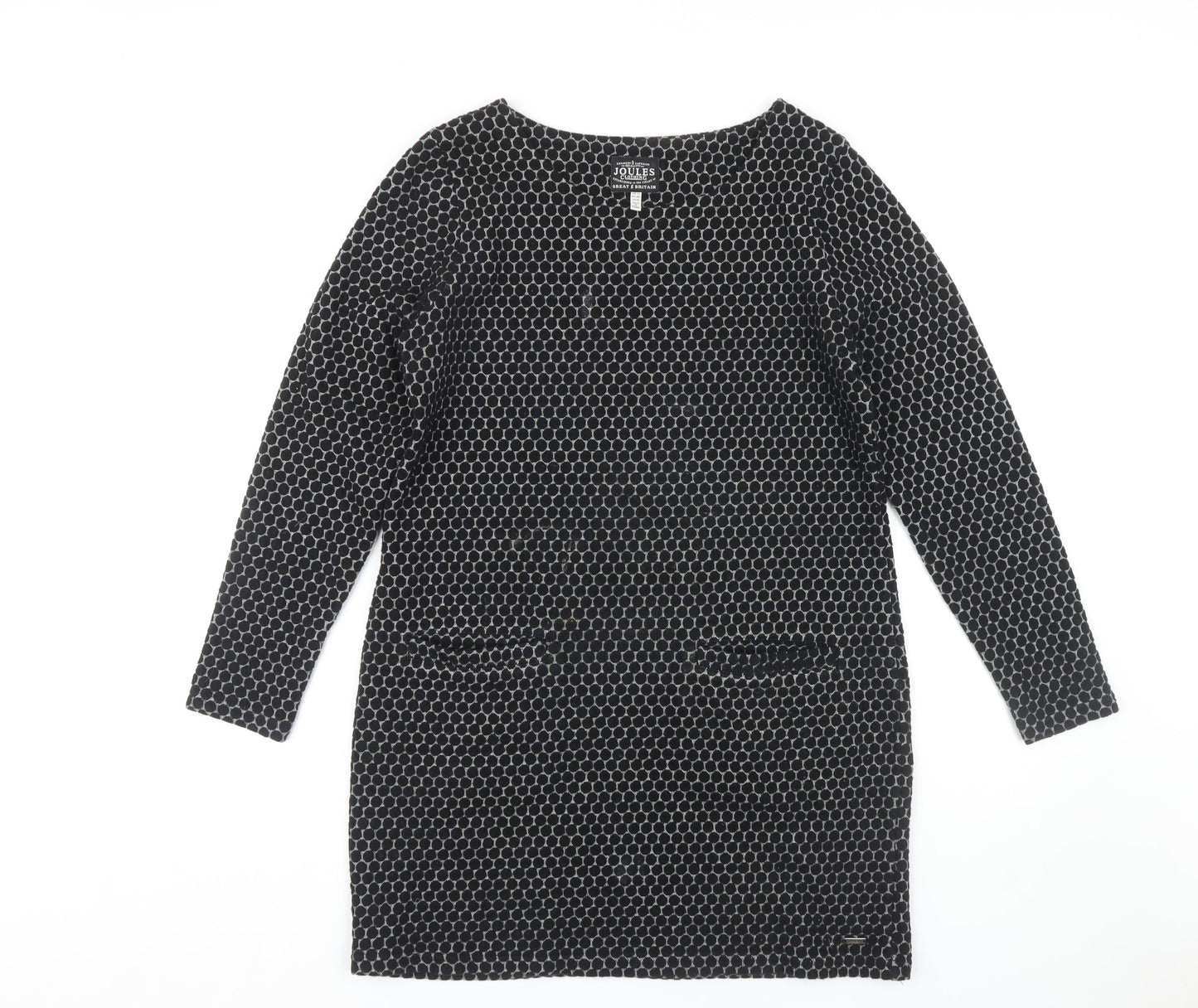 Joules Women's Black Shift Dress Size 12, Knit Fabric with Pockets