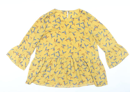 Womens UK Size M JoJo Maman Bébé Yellow Tunic Blouse
