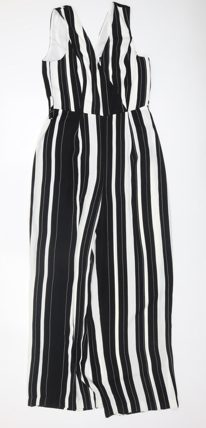 River Island Women's Black White Striped Jumpsuit Size 10