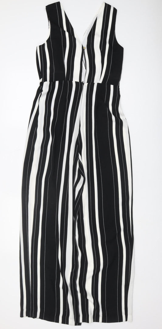 River Island Women's Black White Striped Jumpsuit Size 10