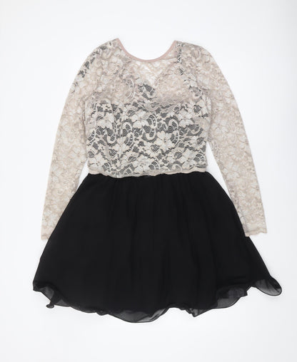 Little Mistress Women's Fit & Flare Black Lace Dress, Size 12