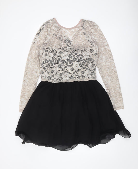 Little Mistress Women's Fit & Flare Black Lace Dress, Size 12