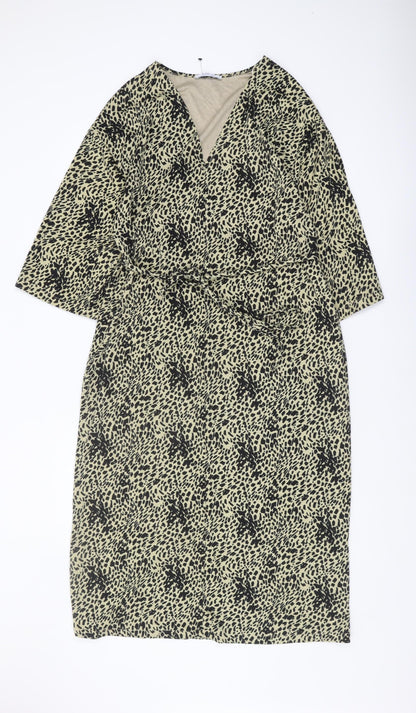 Zara Women’s Black Animal Print V-Neck Dress M