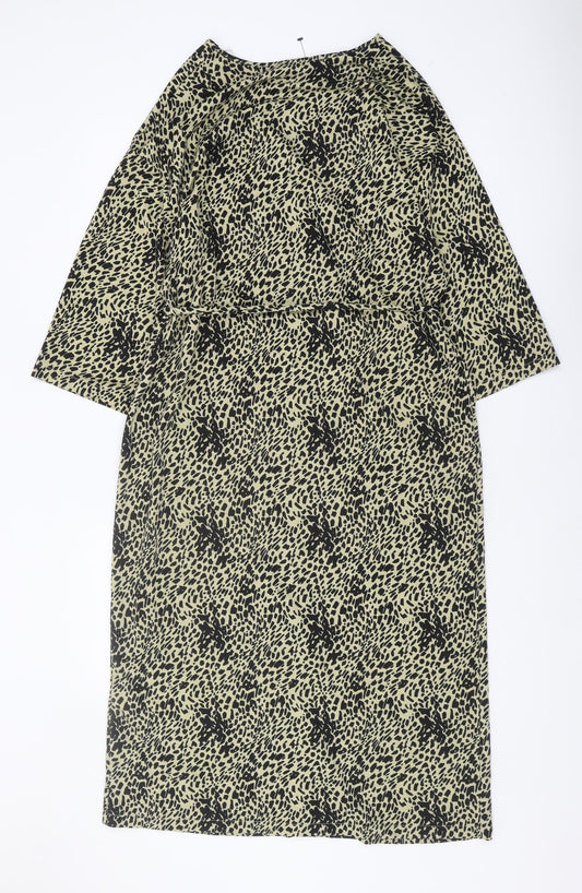 Zara Women’s Black Animal Print V-Neck Dress M