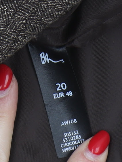 BHS Women's Regular Brown Suit Jacket Size 20