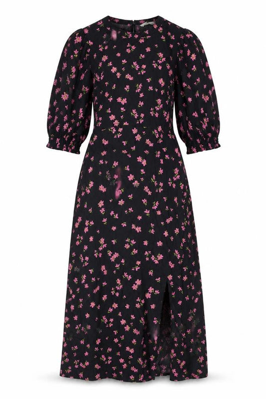 John Lewis Women's Black Floral Midi Dress