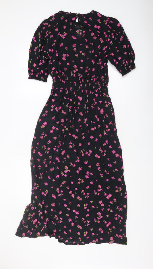 John Lewis Women's Black Floral Midi Dress