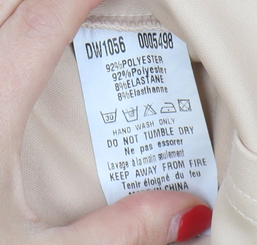 AX Paris Women's Beige Sheath Dress with Lace, Size 14