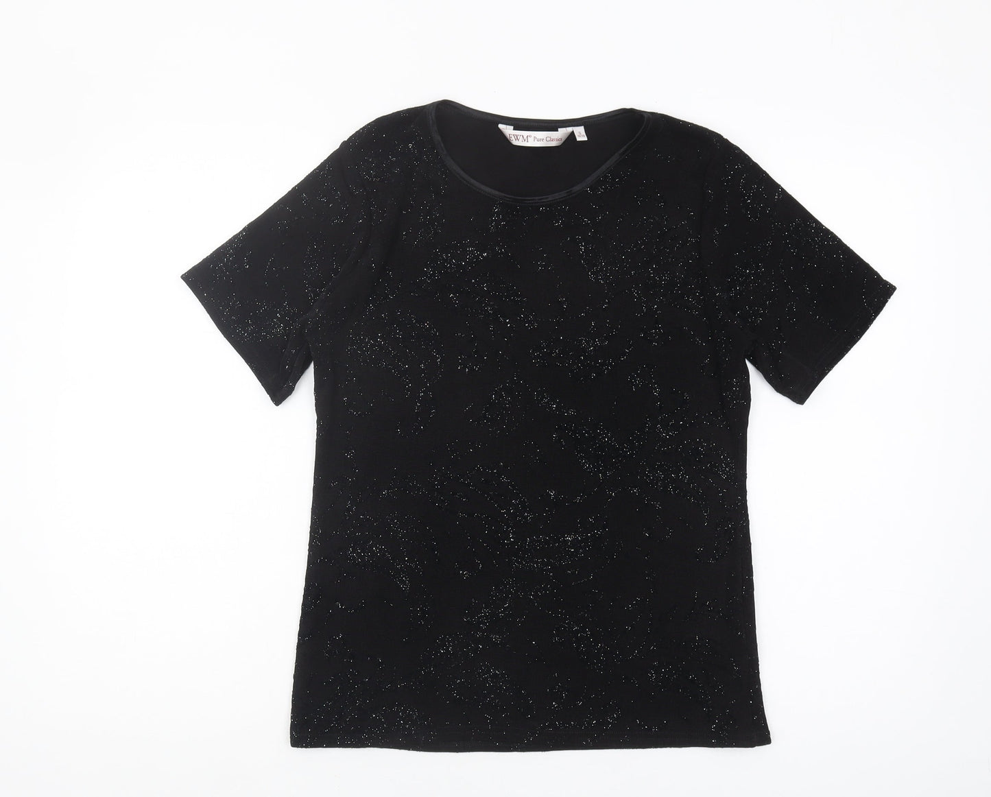 EWM Women's Black Glitter T-Shirt Size 10