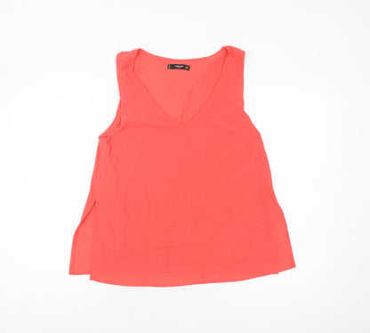Mango Women's Red Sleeveless V-Neck Tank Top