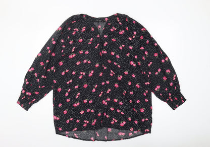 Capsule Women's Black Floral Blouse, Size 16