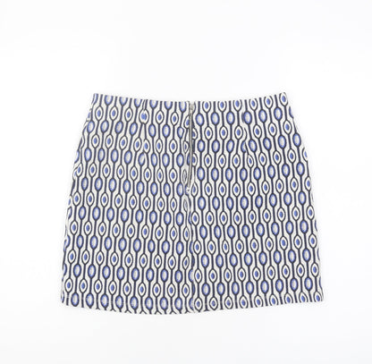 H&M Divided Women's Blue Geometric Pencil Skirt Size 12