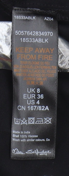 Miss Selfridge Women's Black Floral Midi Dress Size 8