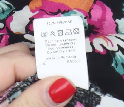 River Island Women's Black Floral Playsuit Size 8