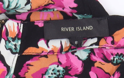 River Island Women's Black Floral Playsuit Size 8
