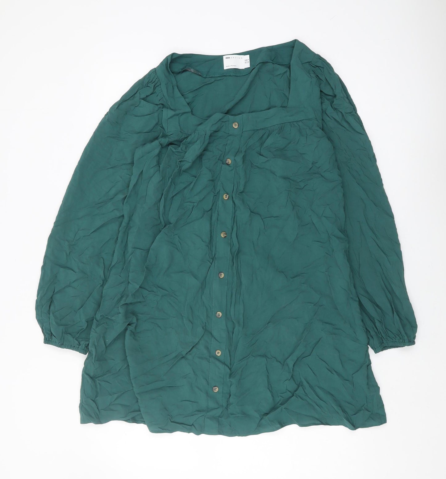ASOS Women's Green Button-Up 3/4 Sleeve Dress
