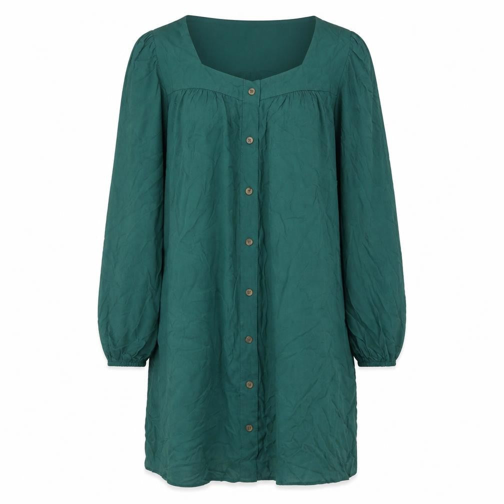 ASOS Women's Green Button-Up 3/4 Sleeve Dress