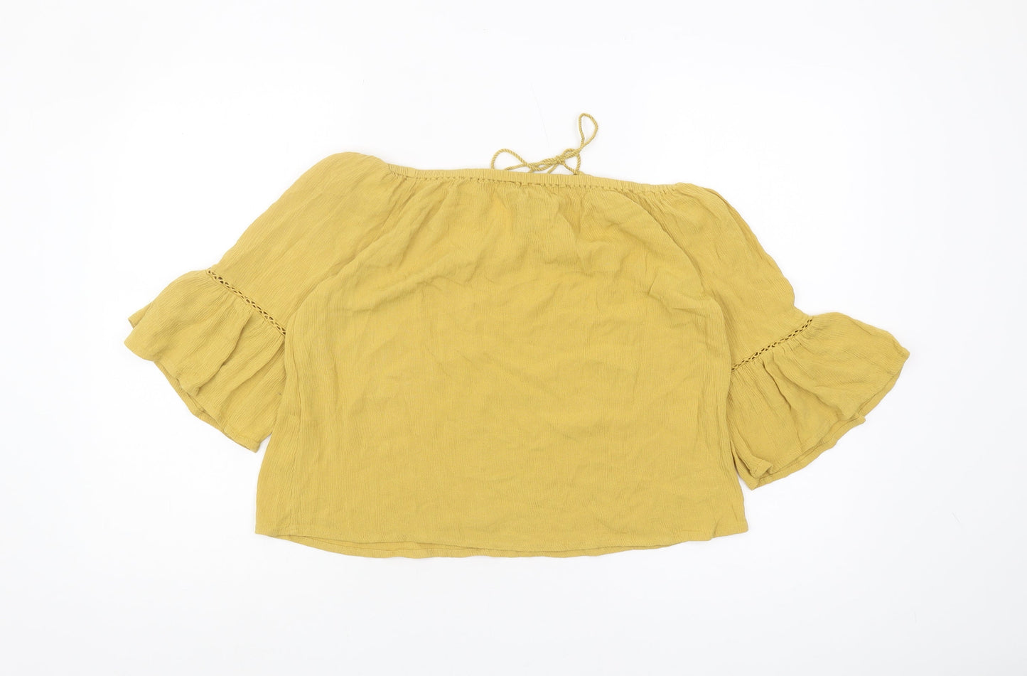 New Look Women's Yellow Off-Shoulder Peasant Blouse, Size 6