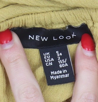 New Look Women's Yellow Off-Shoulder Peasant Blouse, Size 6