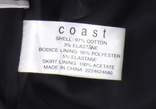 Coast Women Black Striped Dress Size 12, Sleeveless