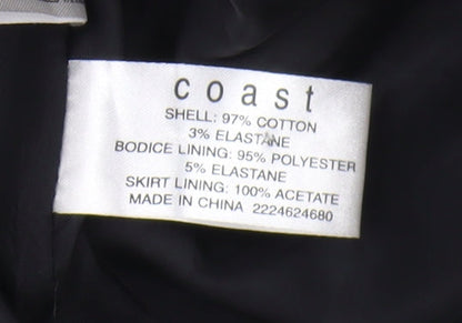 Coast Women Black Striped Dress Size 12, Sleeveless