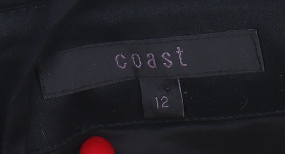 Coast Women Black Striped Dress Size 12, Sleeveless