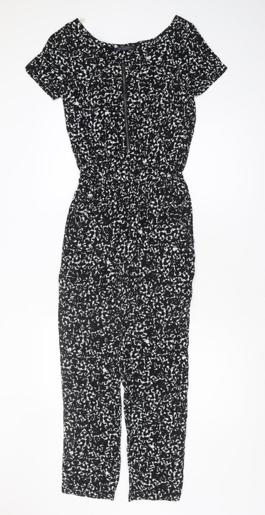 Marks and Spencer Women's Black Geometric Jumpsuit Size 8