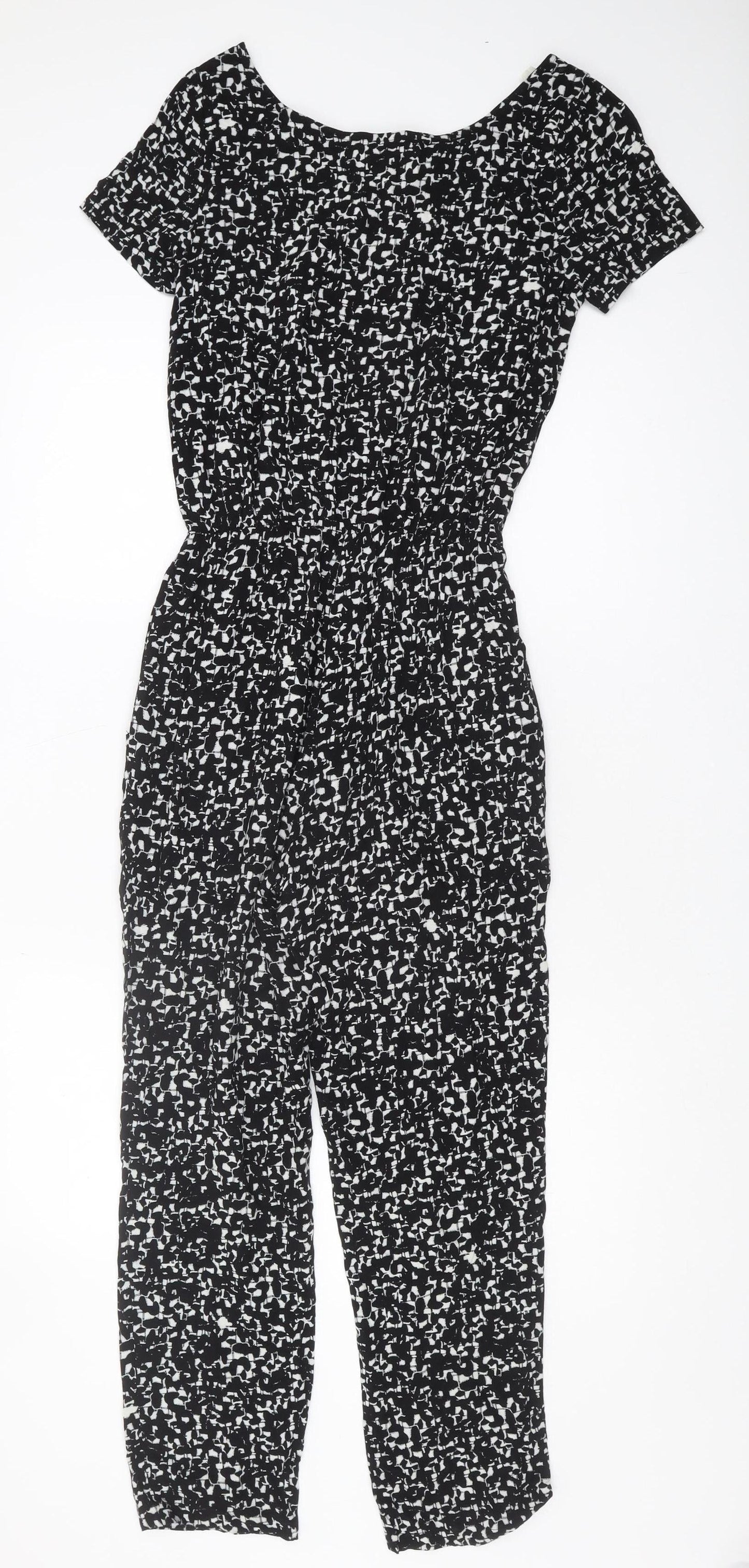 Marks and Spencer Women's Black Geometric Jumpsuit Size 8