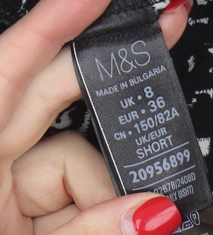 Marks and Spencer Women's Black Geometric Jumpsuit Size 8