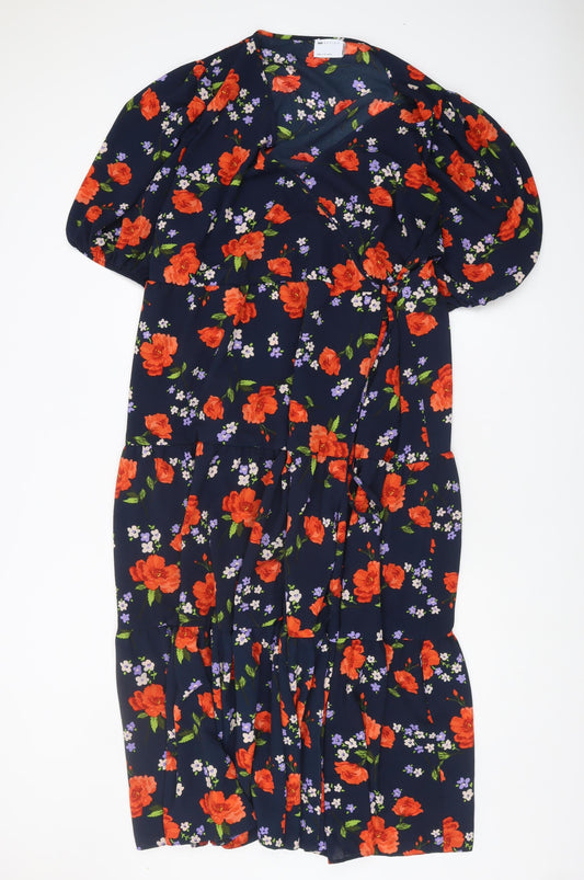 ASOS DESIGN Women's Plus Size Floral Wrap Midi Dress