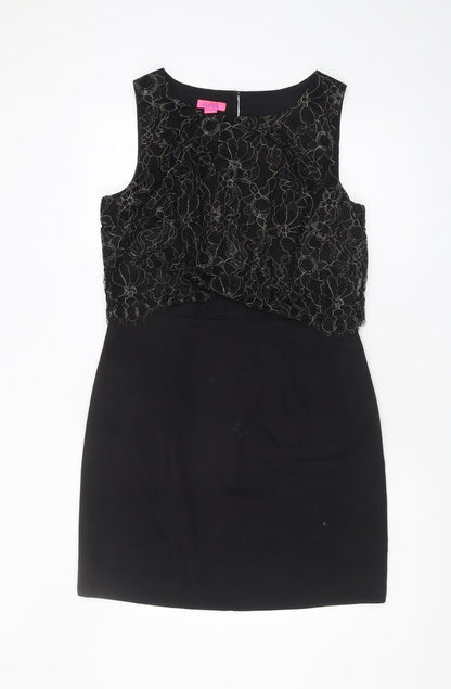 Monsoon Women’s Black Floral Embroidered Dress, Size 14