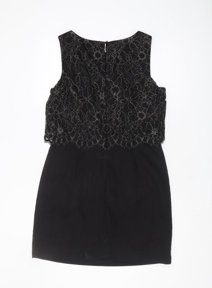 Monsoon Women’s Black Floral Embroidered Dress, Size 14