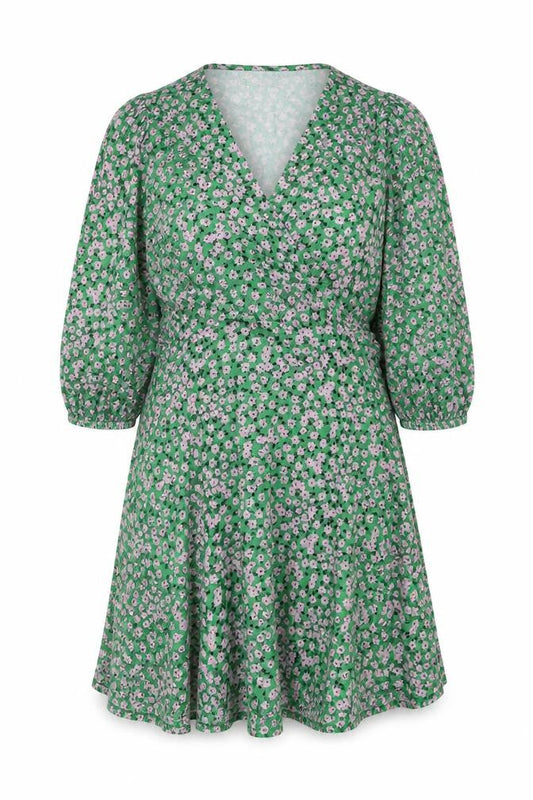 Front view of ASOS Women’s Green Floral Wrap Dress, size UK 14
