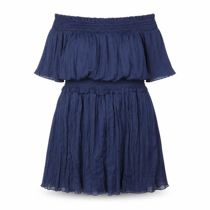 Front view of ASOS Women's Blue Off the Shoulder Dress, size 12