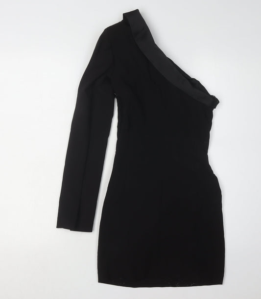 Zara Women's Black One Shoulder Mini Dress XS