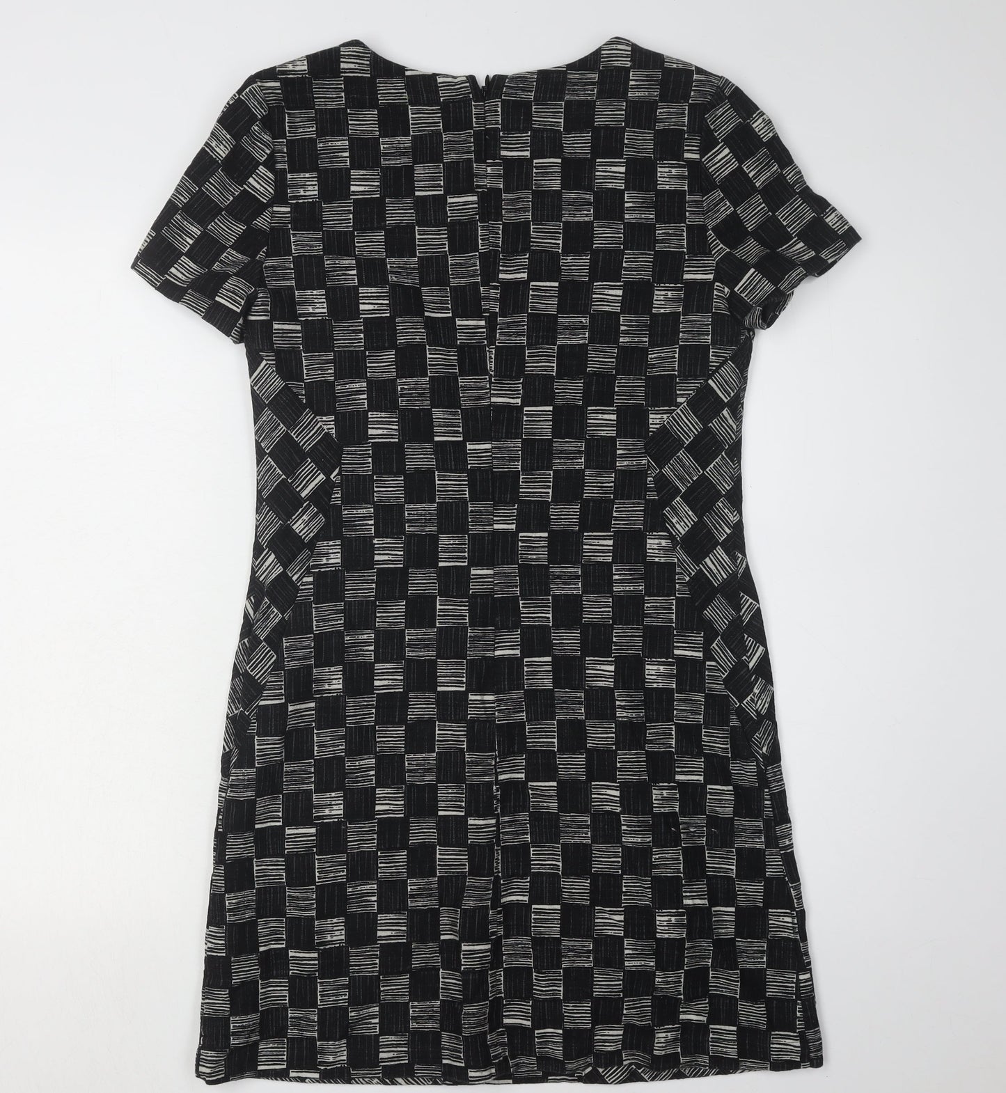 Next Women's Black Check Shift Dress, Size 8, Short Sleeve
