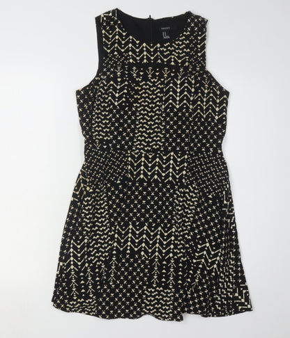 Forever 21 Women's Black Geometric Fit & Flare Dress M