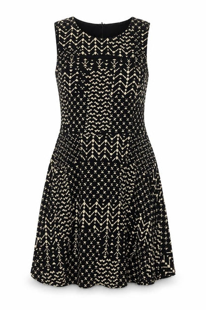 Forever 21 Women's Black Geometric Fit & Flare Dress M