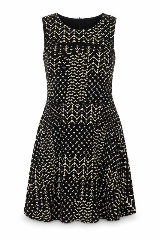 Forever 21 Women's Black Geometric Fit & Flare Dress M