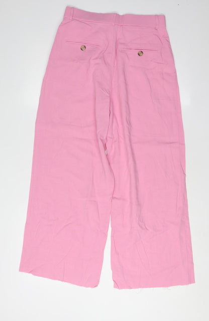 Womens UK Size S Zara Regular Fit Casual Pink Trousers