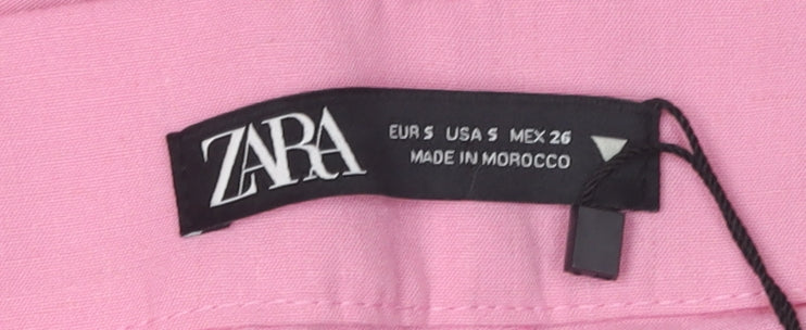 Womens UK Size S Zara Regular Fit Casual Pink Trousers