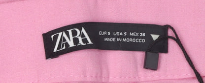 Womens UK Size S Zara Regular Fit Casual Pink Trousers