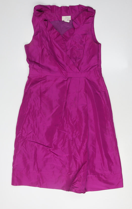 J.Crew Women's Purple Silk Wrap Dress Size 8