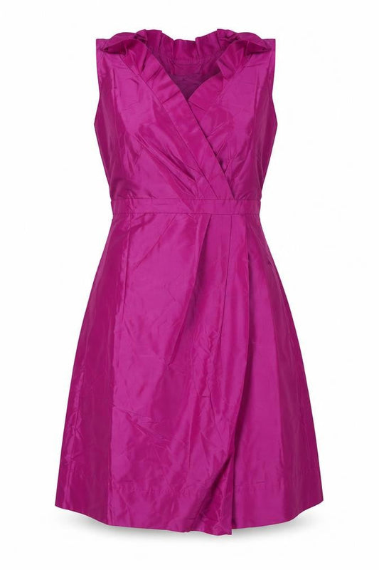 Front view of J.Crew Women's Purple Silk Wrap Dress, size 8